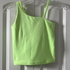 Athleta Girl Neon Lime Asymmetrical Strap Tank Top